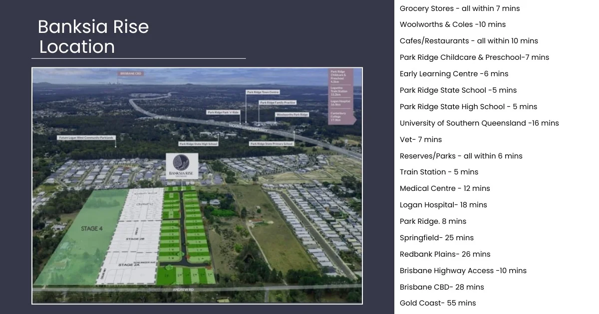 Banksia Rise Greenbank QLD location map Brisbane amenities
