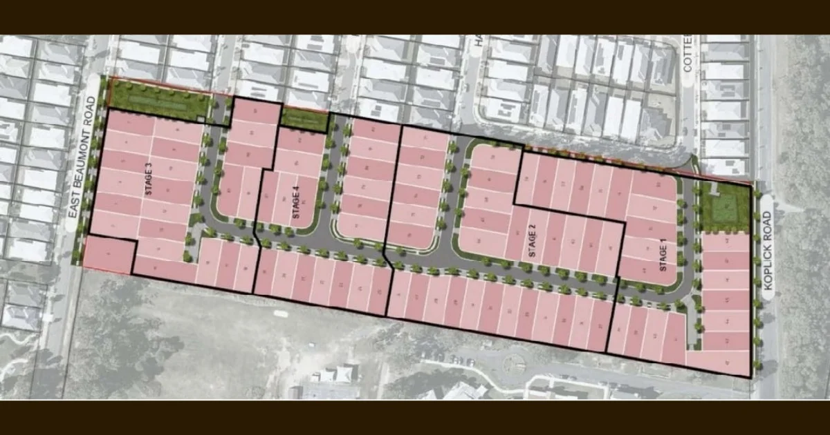 Beaumont Rise Estate Park Ridge lot map 4 stages East Beaumont Road