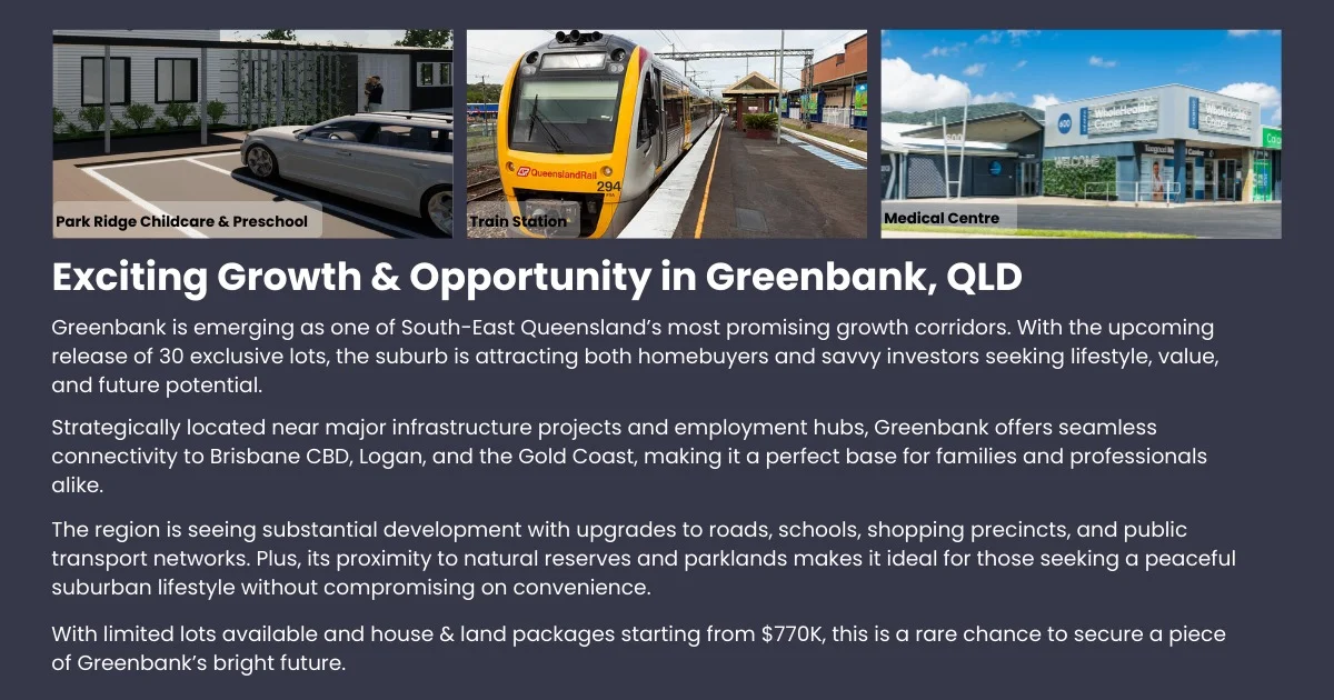 Greenbank QLD amenities childcare train station medical centre